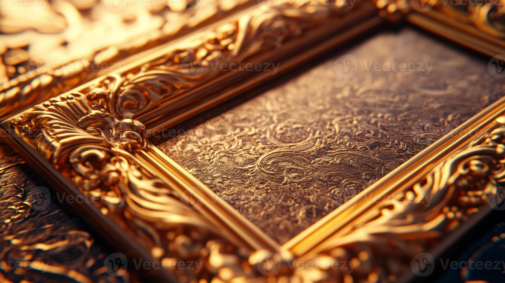 Ornate golden frame with delicate details offering a glimpse into gilded artistry and heritage photo