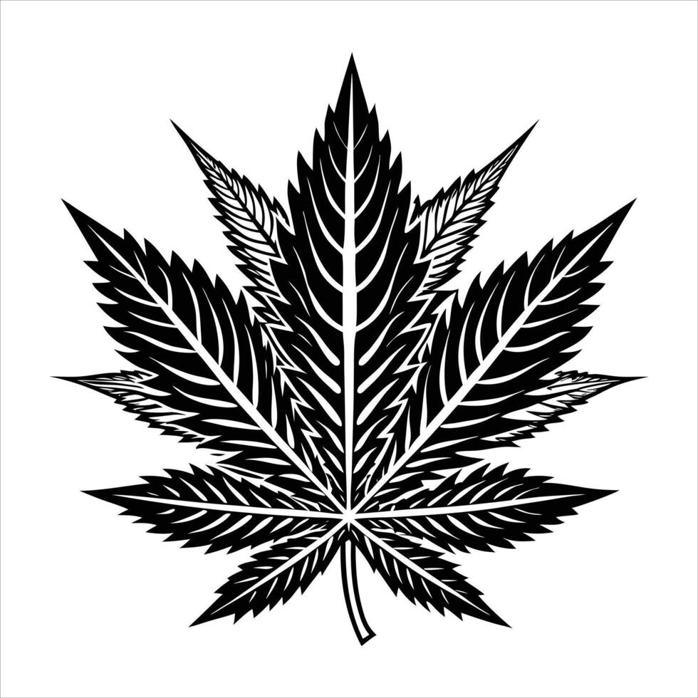 Marijuana leaf silhouette illustration vector