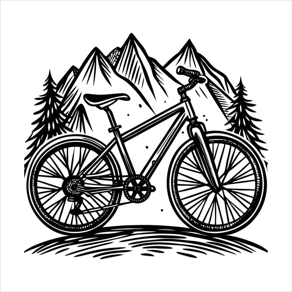 Mountain bike silhouette vector