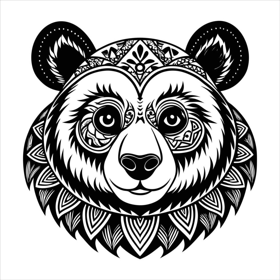 Hand drawn panda outline vector