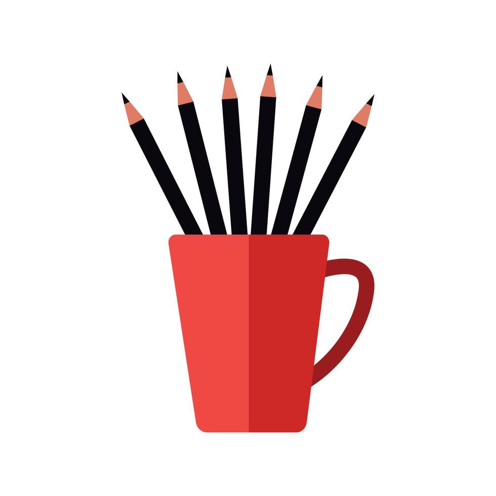 a red cup with pencils in it vector