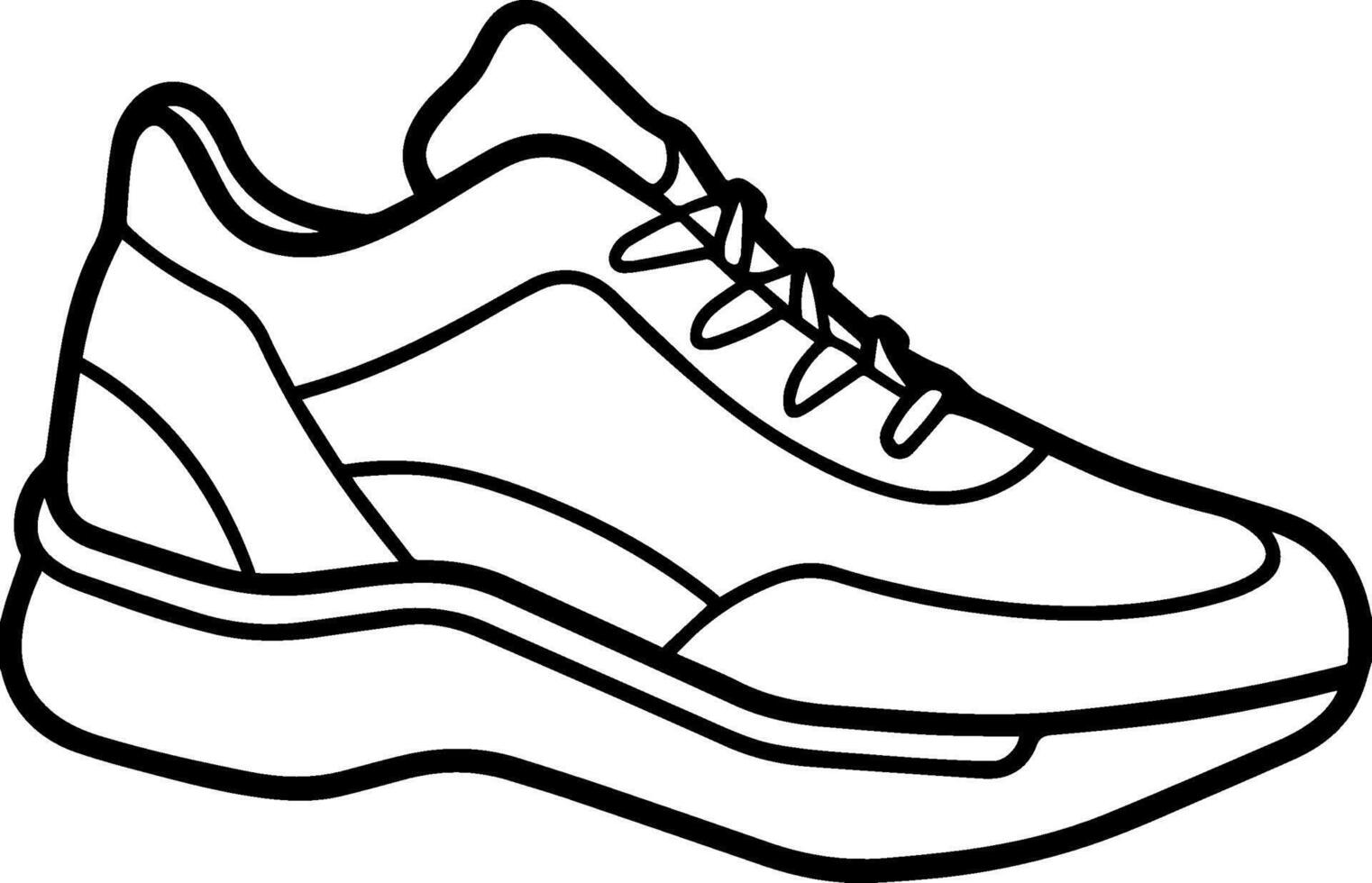 sports shoe outline illustration line art on white background vector
