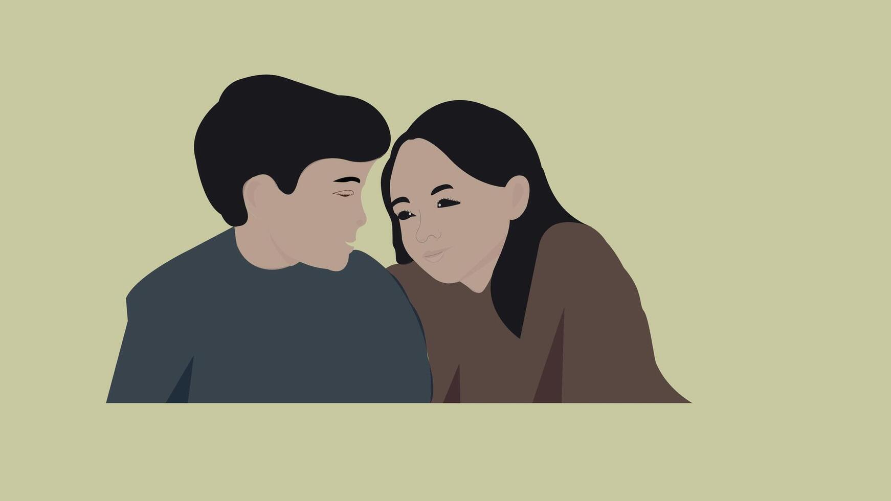 an illustration of a couple embracing vector