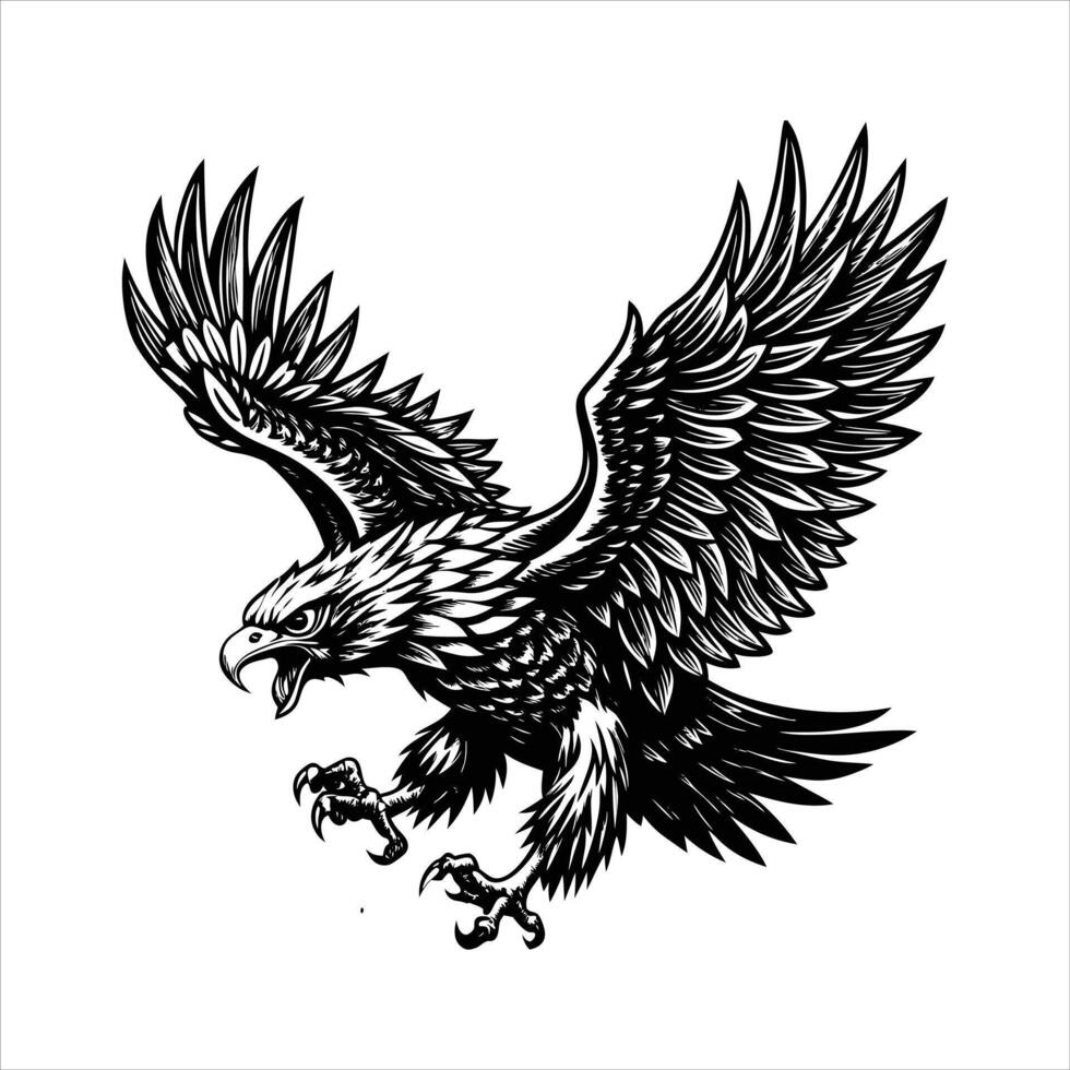 Eagle Swooping to Catch a Fish vector