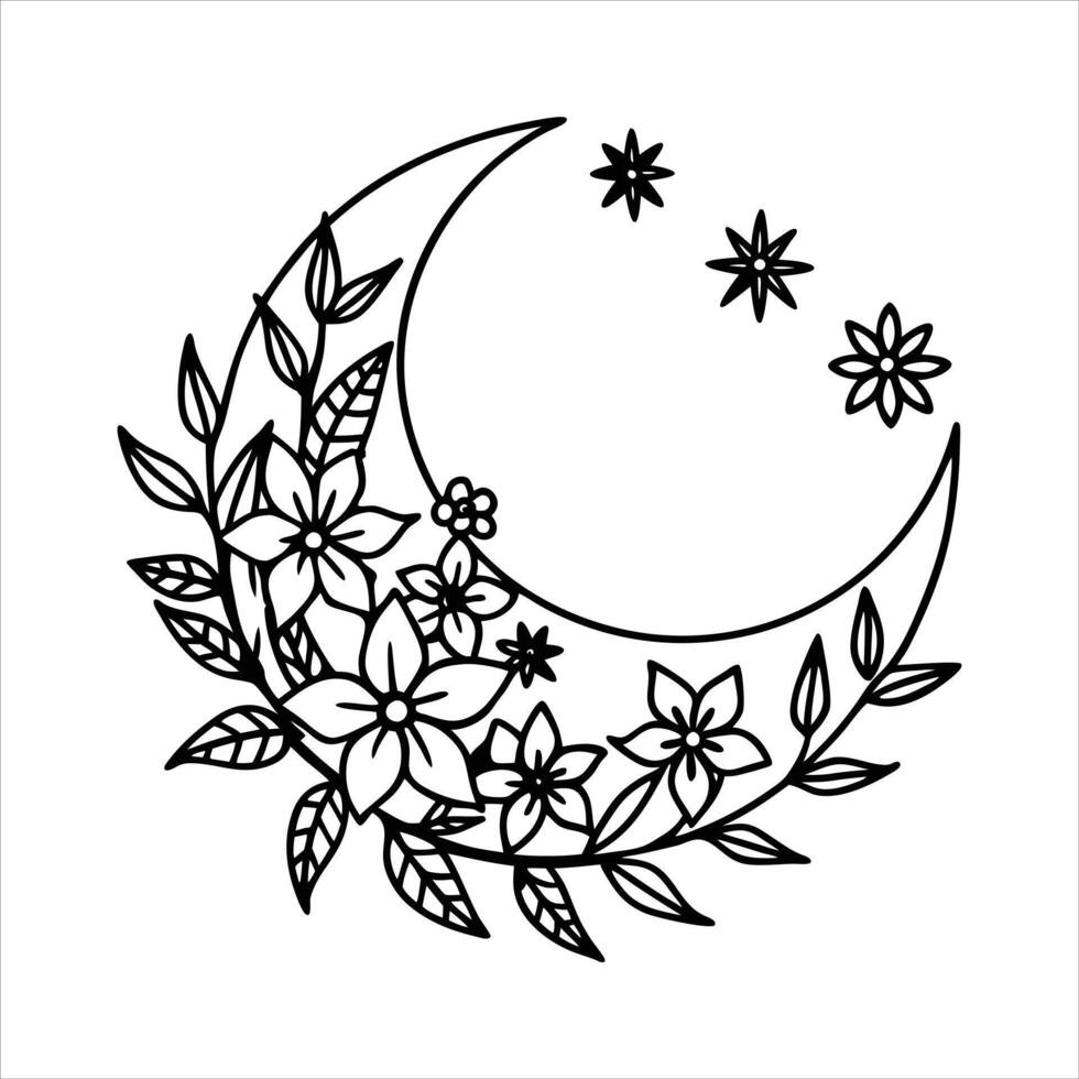 Crescent Moon Flower vector