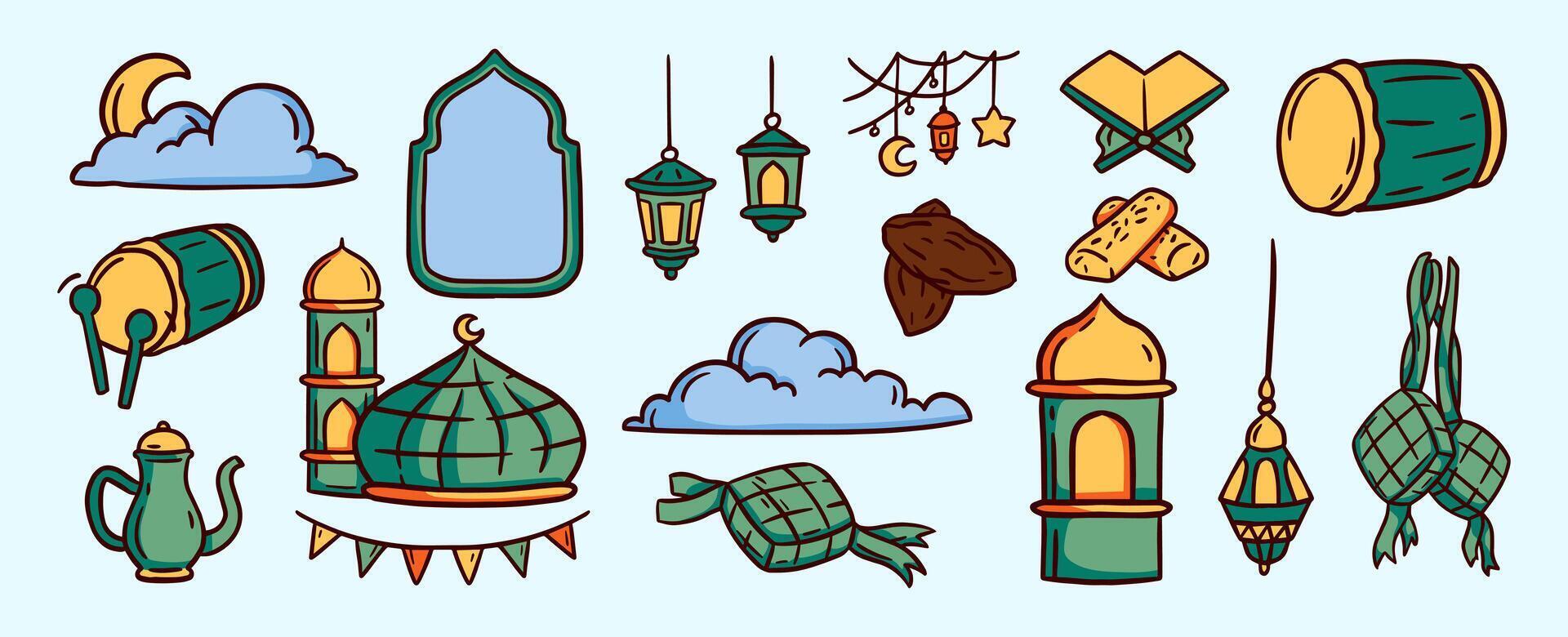 ramadan muslim element ornament doodle illustration vector