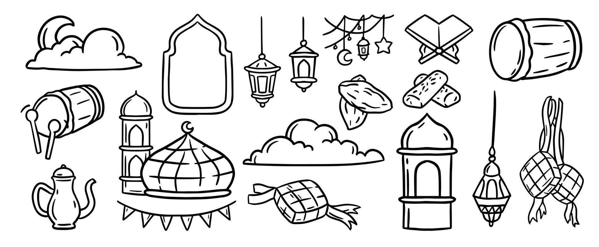 Ramadan element monoline outline illustration vector