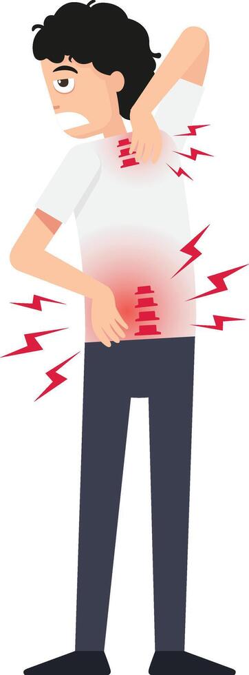 Backache Back pain concept man illustration vector