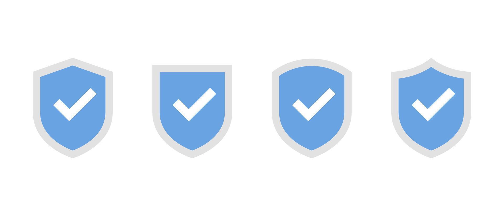 Shield guard with check mark icon in flat design. Safe, secure with tick sign symbol vector