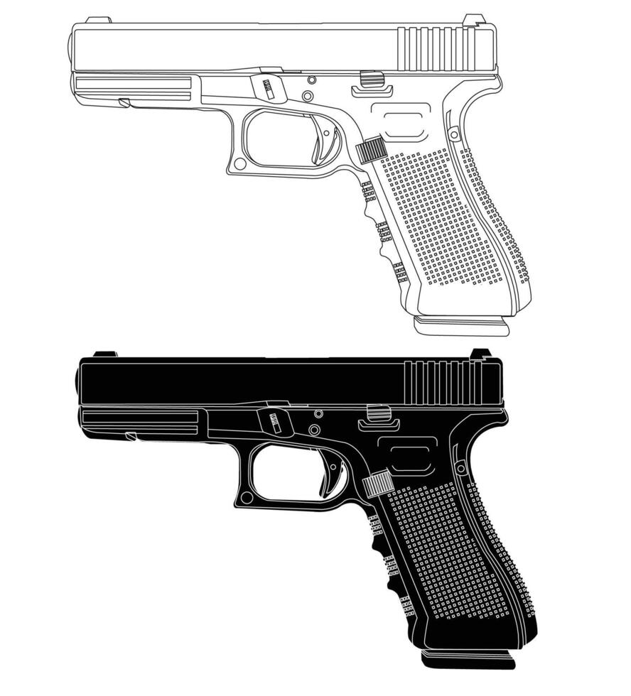 Black and white modern handgun vector
