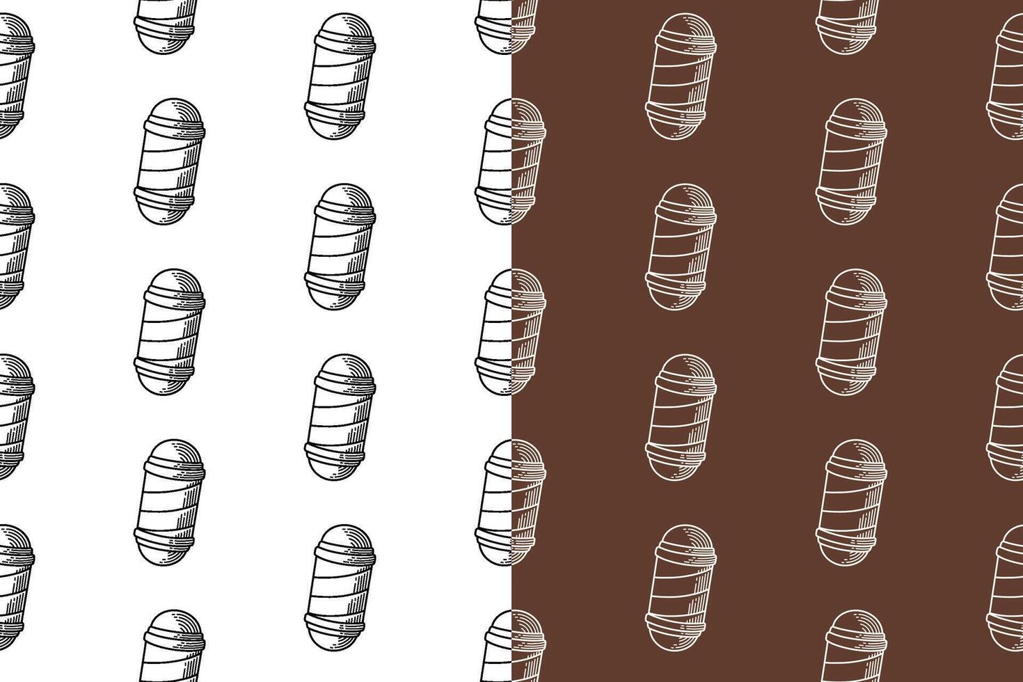 barber lamp pole doodle seamless pattern on brown white background set. barber light pole signage engraving pattern background. retro barber pole sign background for barbershop merchandise vector