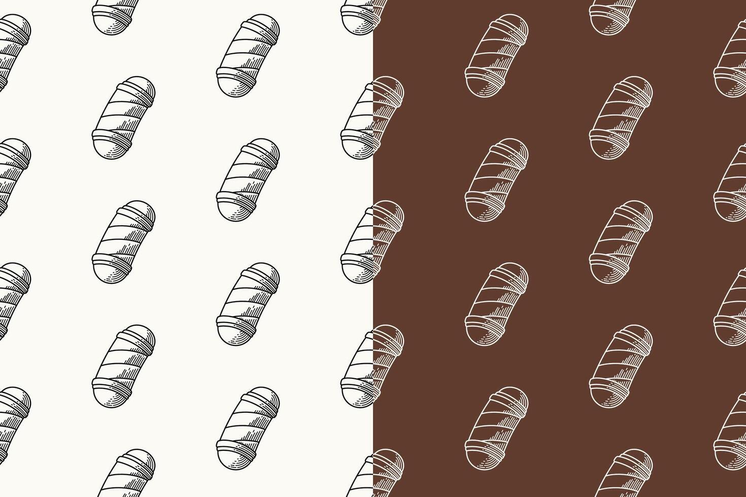 barber light pole signage doodle seamless pattern on brown white background set. barber lamp pole engraving pattern background. retro barber pole sign background for barbershop merchandise vector