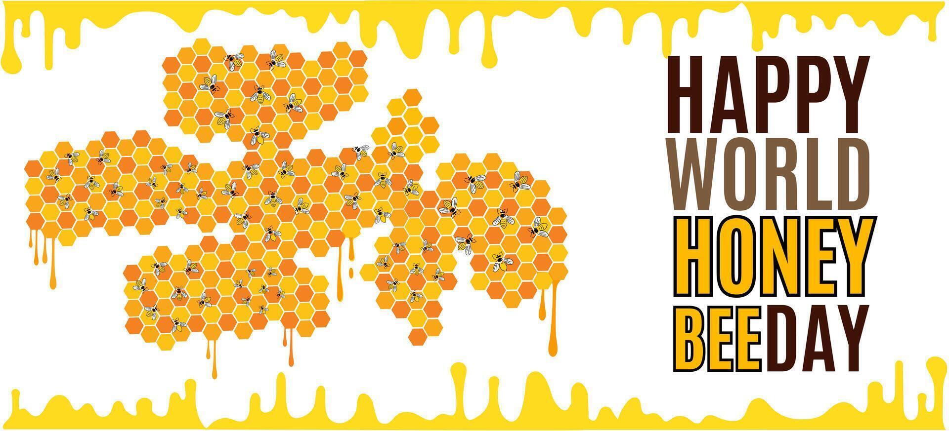 Graphic of little bees and honeycomb art background suitable for world honey bee day 4k banner design and post vector