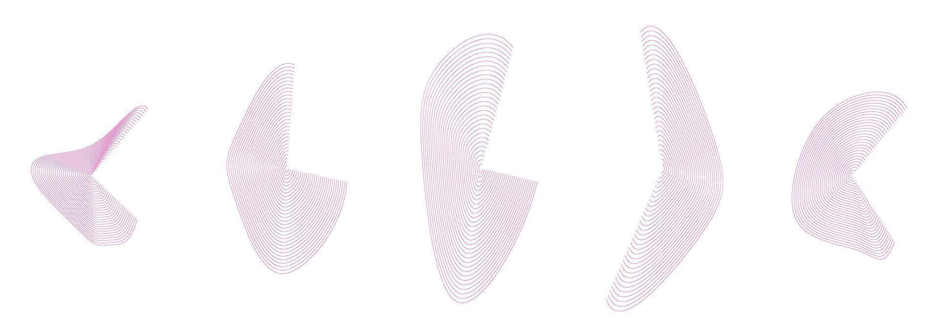 Amorphous shapes, pink abstract liquid shapes made of lines with a blend effect. modern design elements. vector