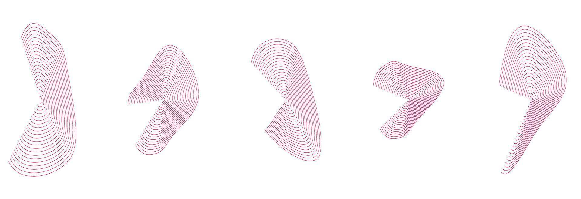 Dynamic amorphous shapes, abstract fluid shapes made of abstract lines with a blend effect. amorphous modern design elements. vector