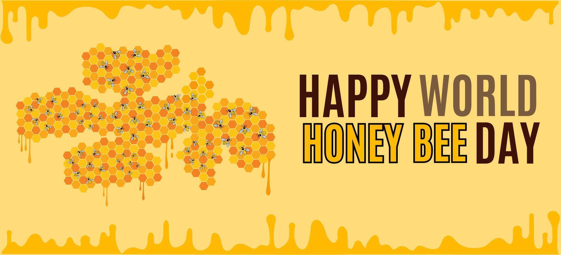 world honey bee day 4k graphic of little bees and honeycomb art background vector