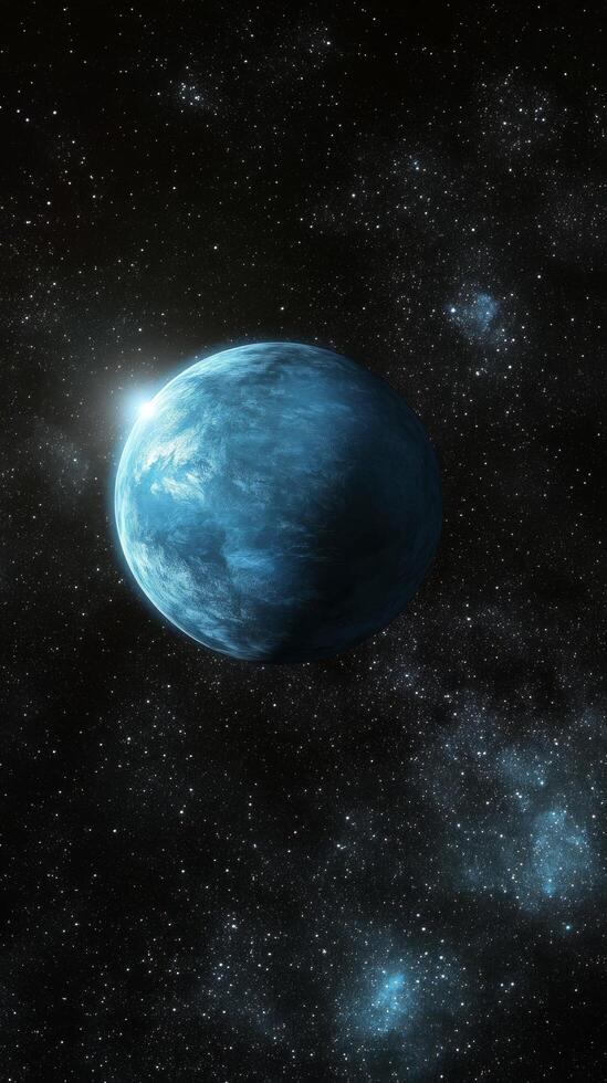 Neptune surrounded by stars in the vast expanse of space captured from astronomical observations. photo
