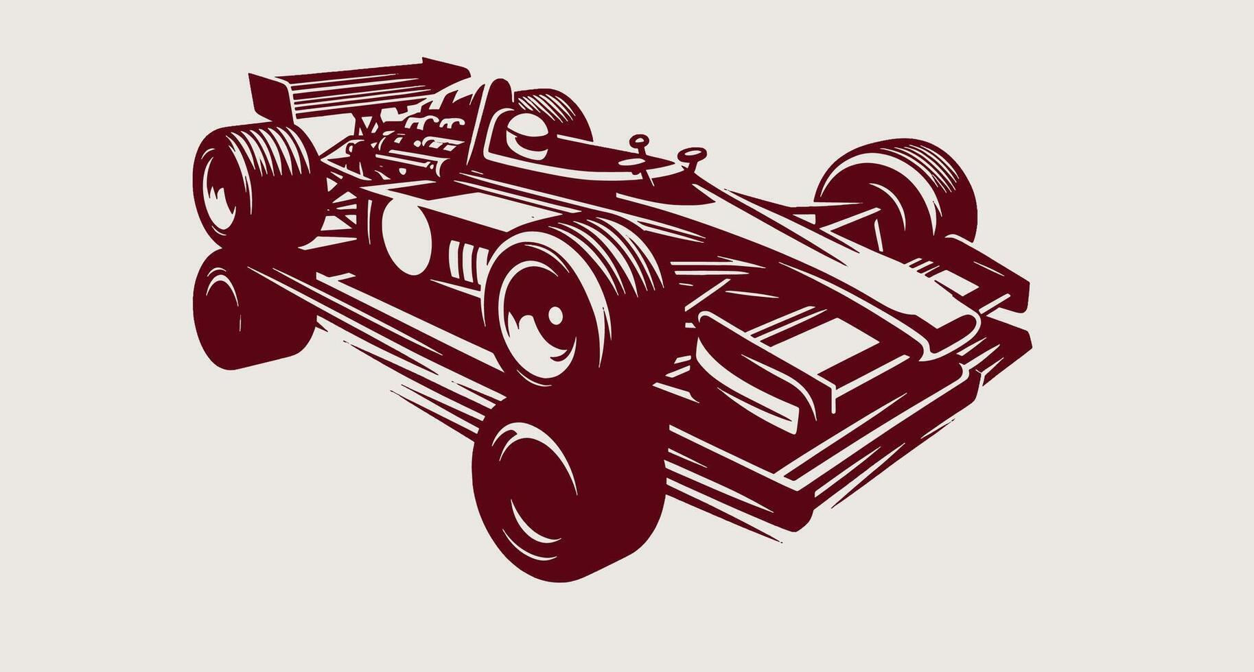A racing car is shown in a red color vector