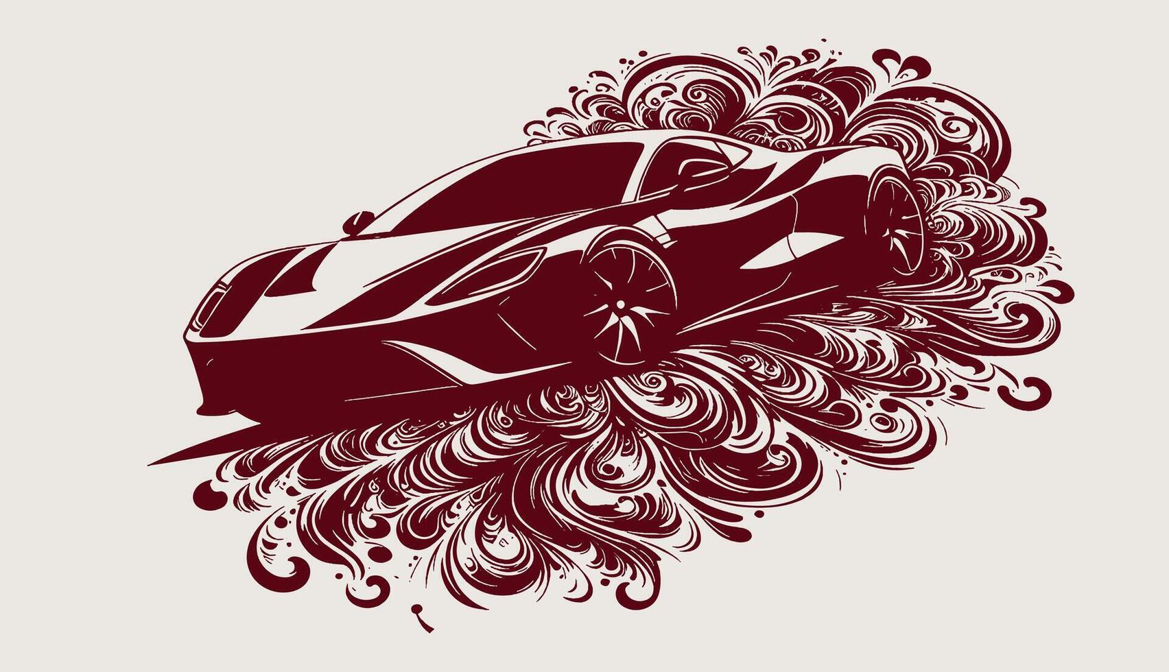 Illustration of a sports car with swirls vector