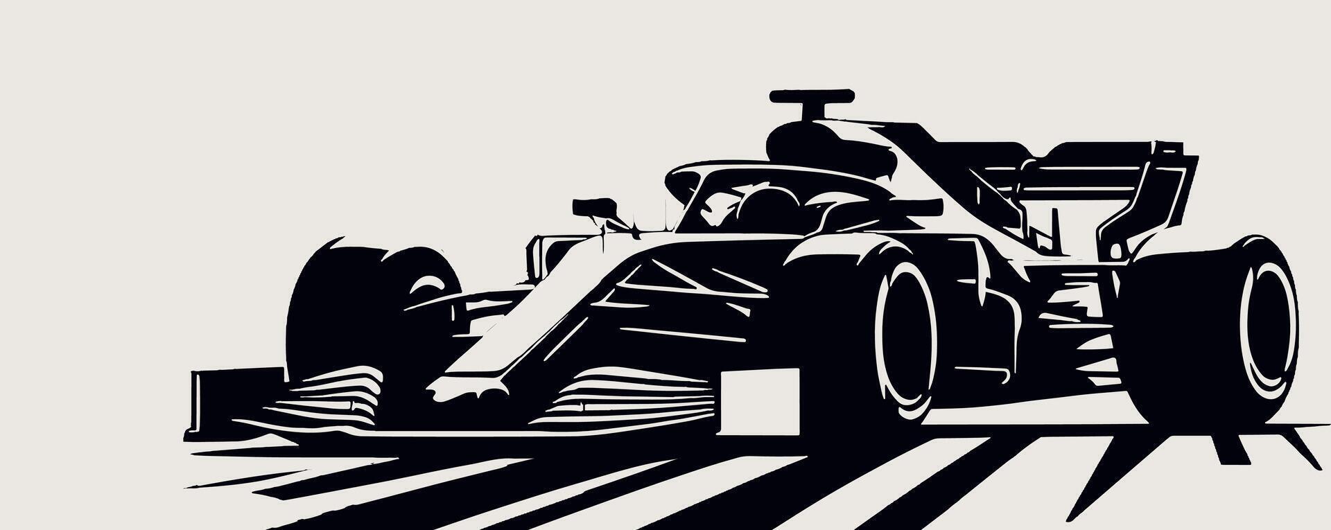 A black and white illustration of a sports car vector