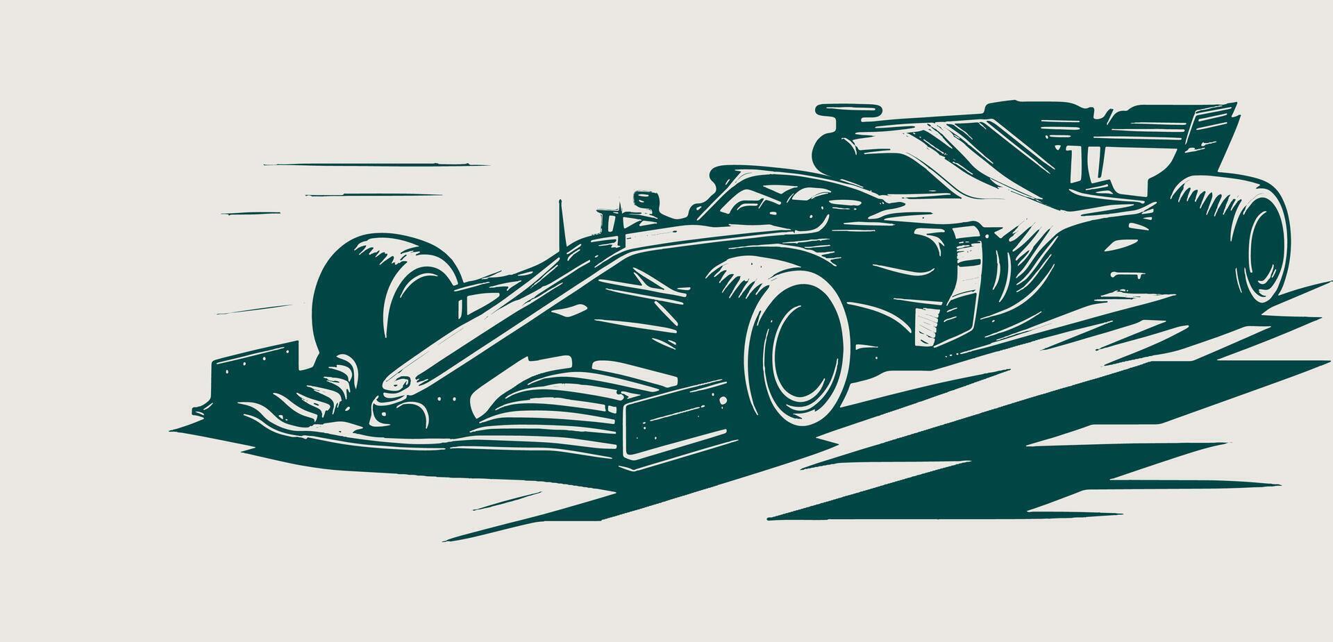 A sports car is shown in a drawing style vector