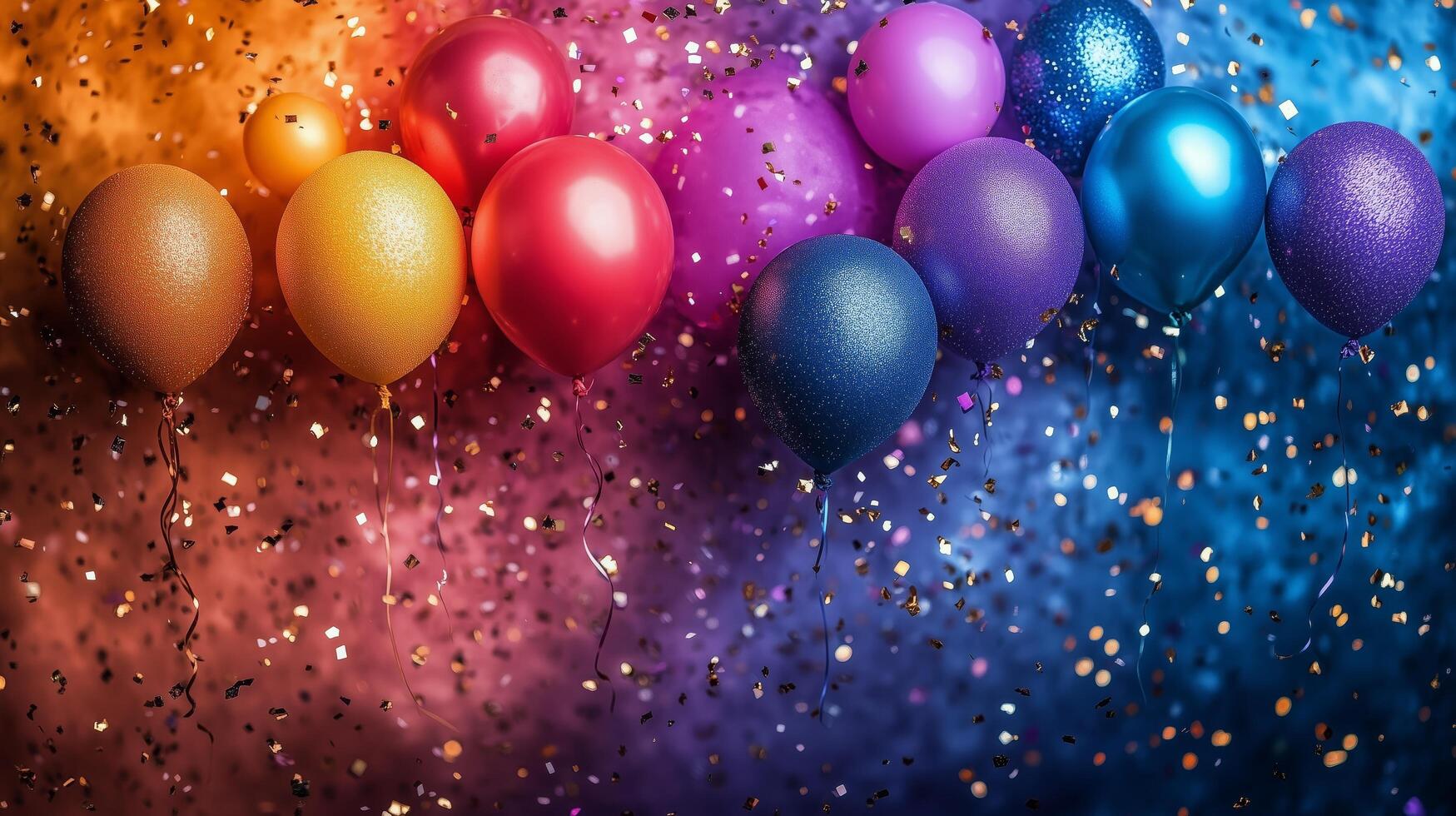 Colorful balloons with confetti create a festive atmosphere for celebration events. photo