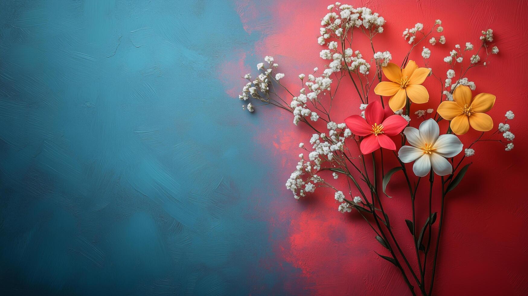 Colorful flower arrangement on a vibrant background. photo