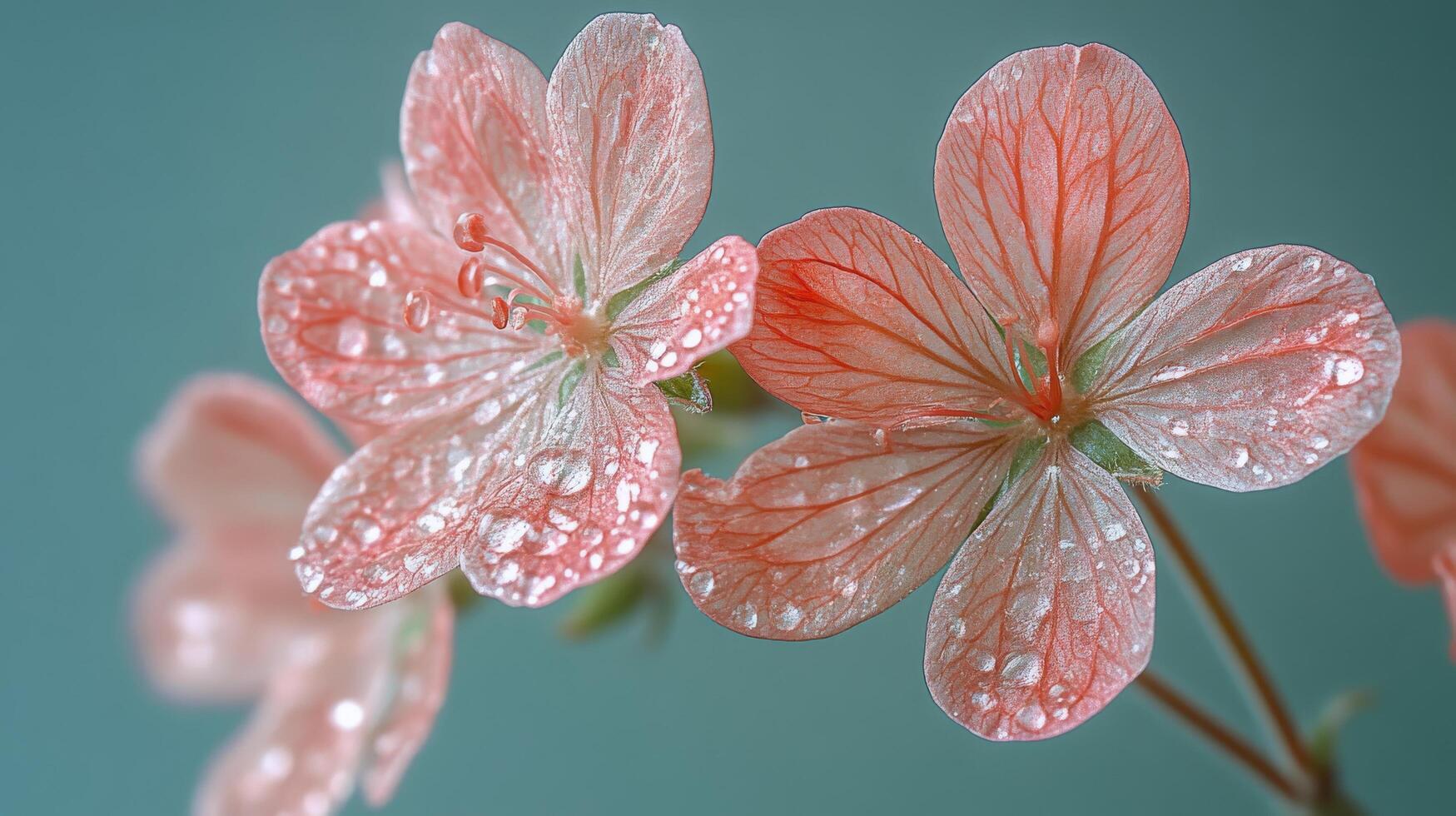 Delicate pink flower with intricate petal details in soft natural light during springtime photo