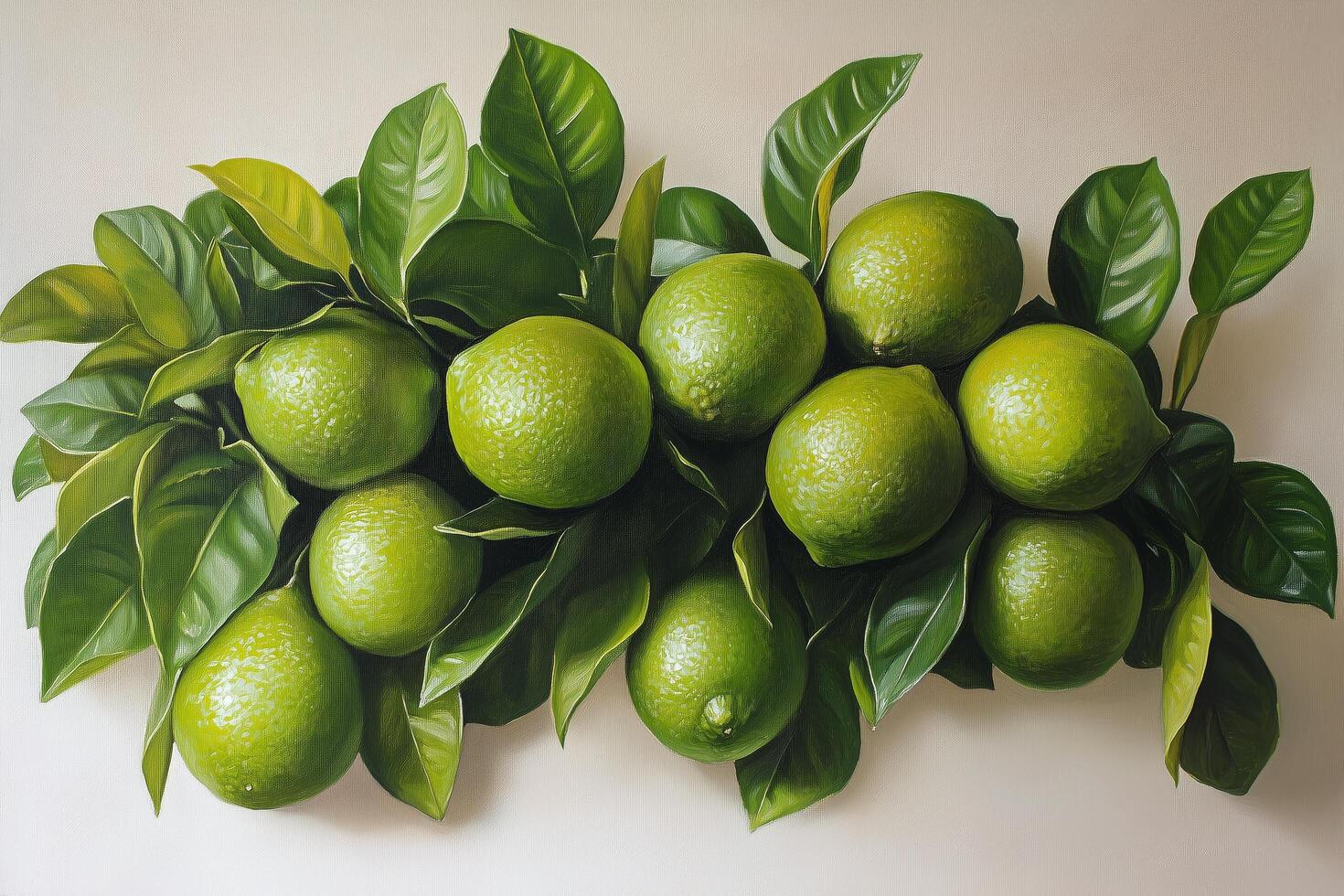 A painting of limes on a white wall photo