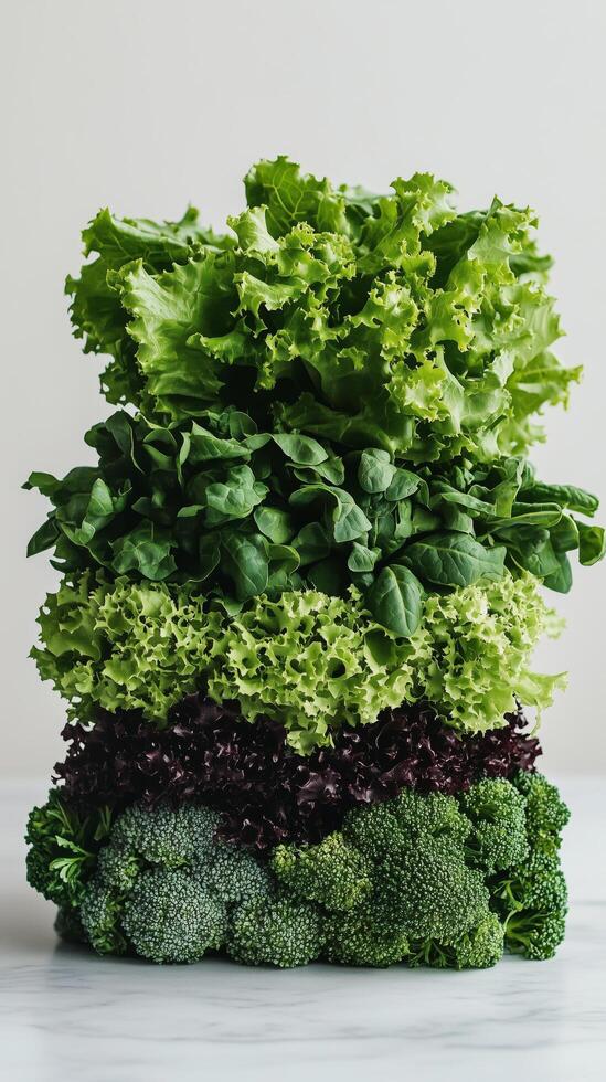 A stack of green and red lettuce photo