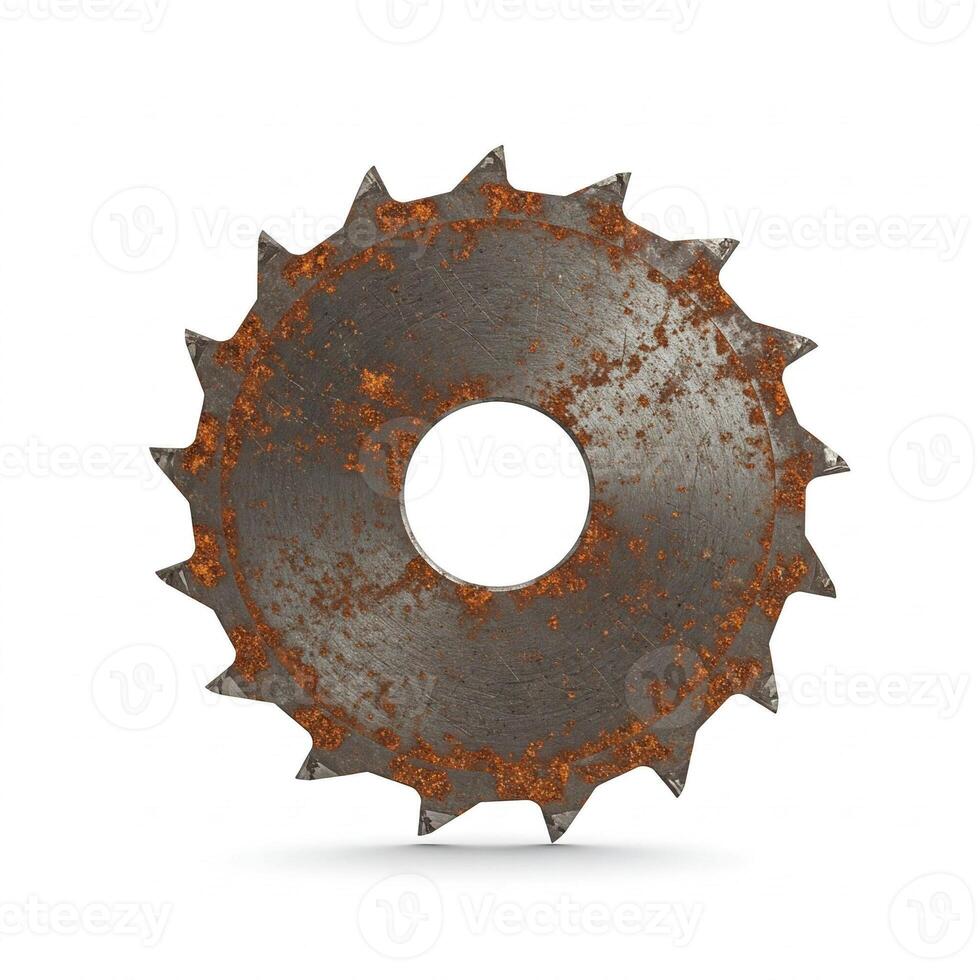A rusty saw blade on a white background photo