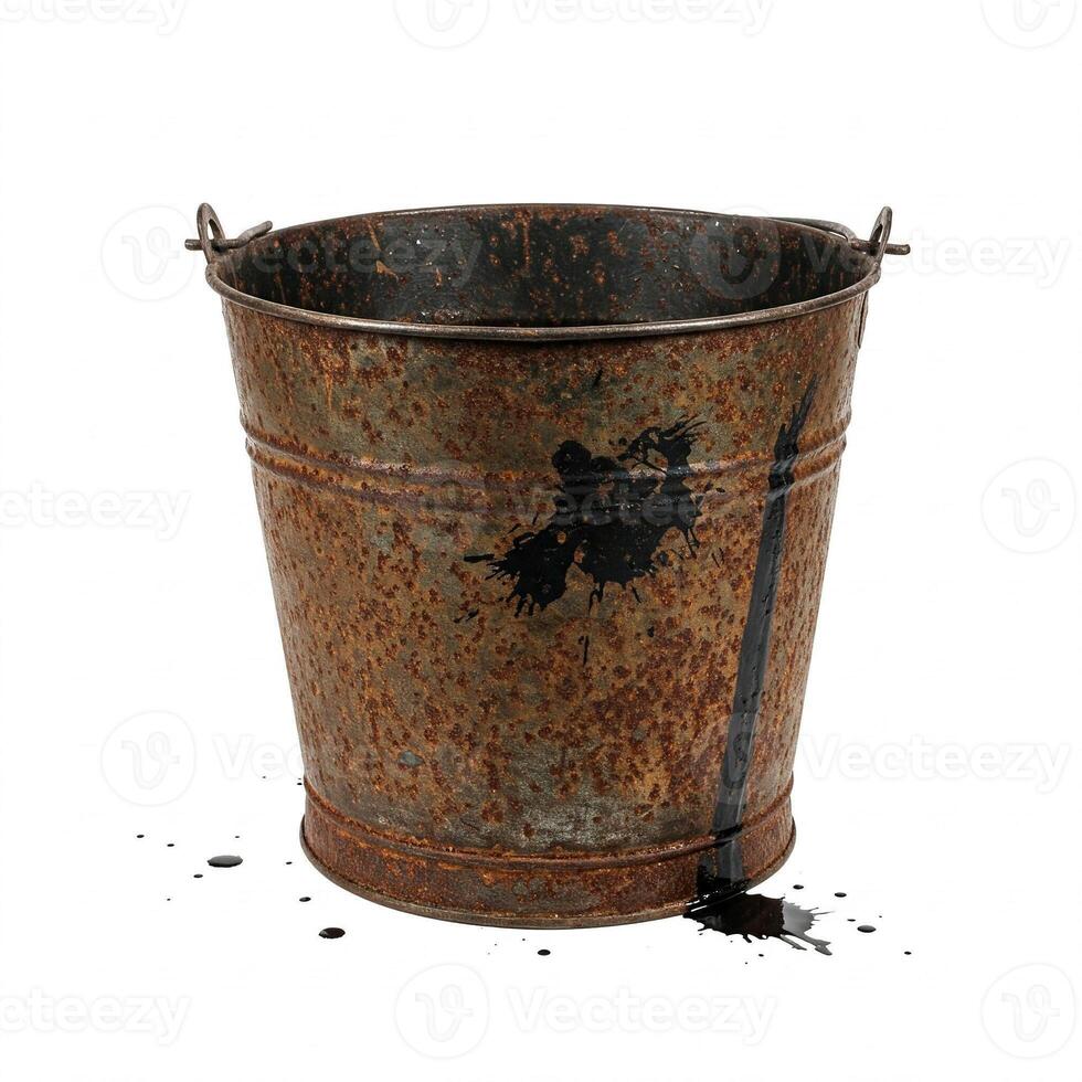 A rusty bucket with paint on it photo
