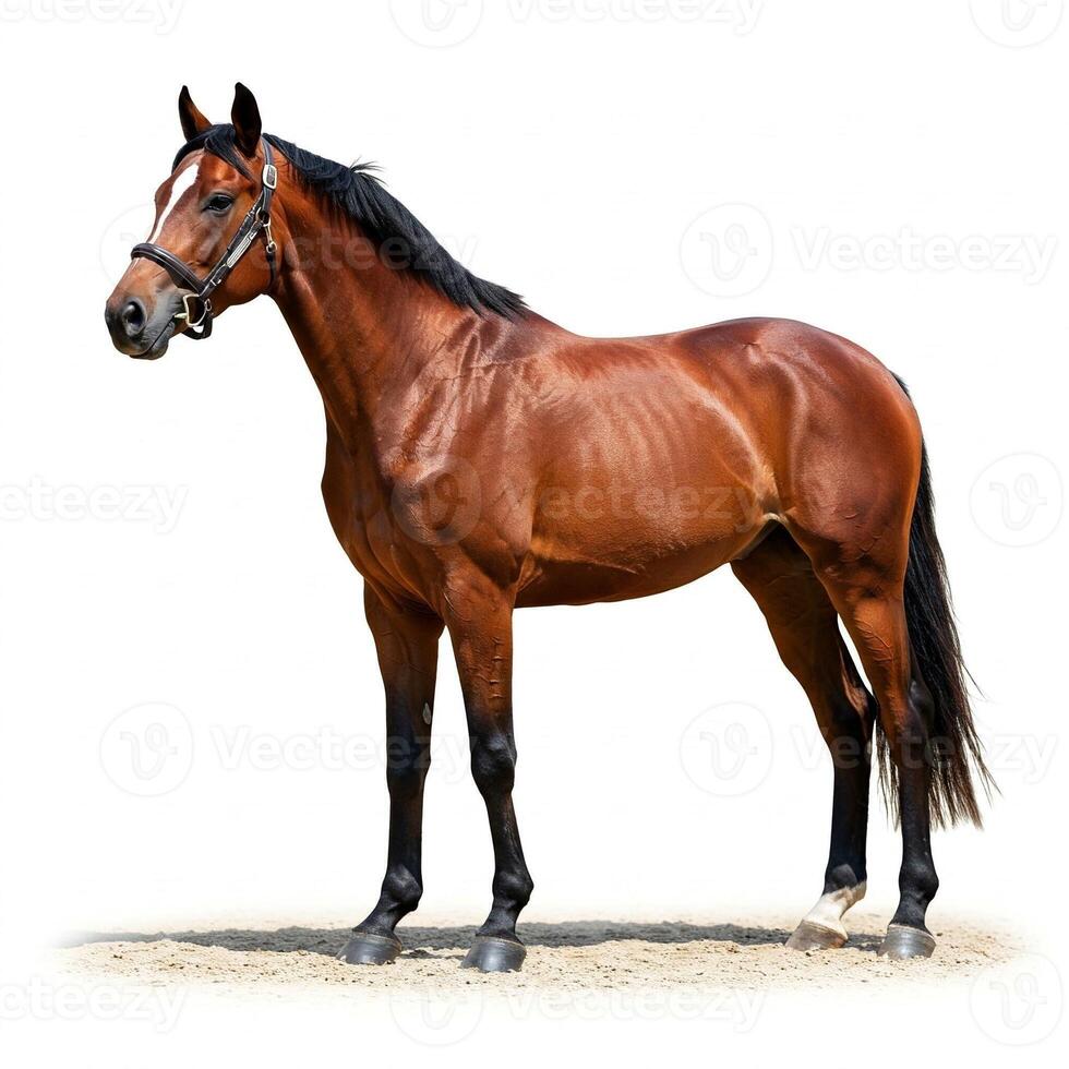 A horse standing on a white background photo