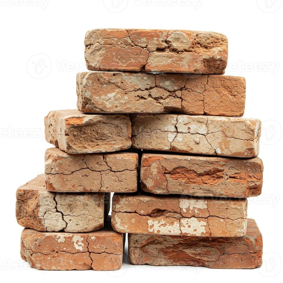 A pile of bricks sitting on top of each other photo