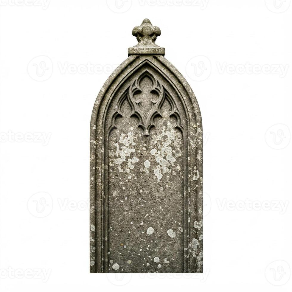 An old stone tombstone with a cross on it photo