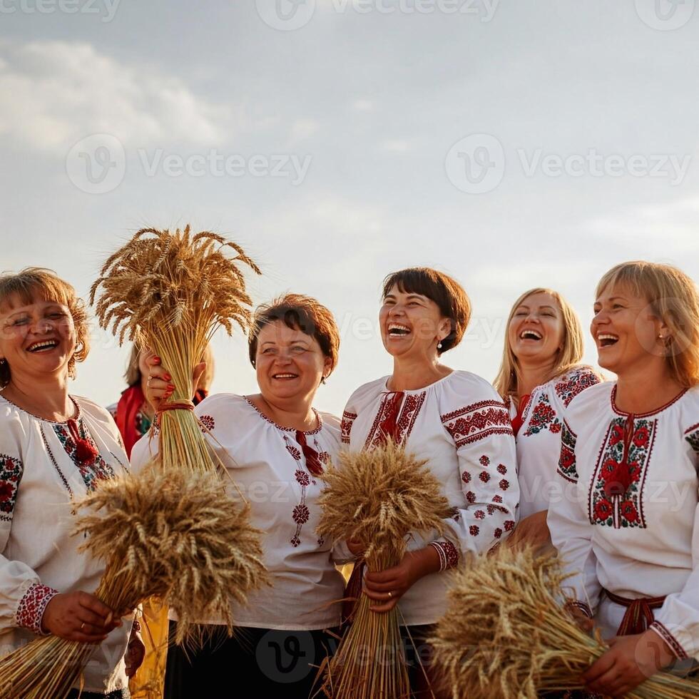 Ukrainian women in traditional costumes photo