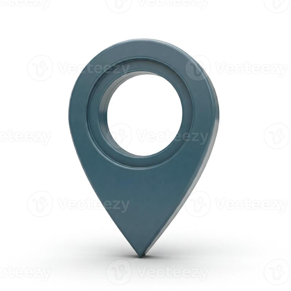 A blue pin with a circle on it photo