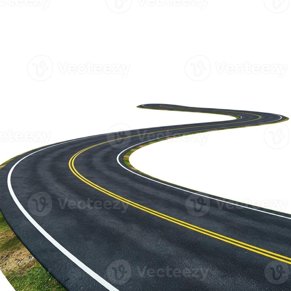 An empty road with a curved curve on it photo