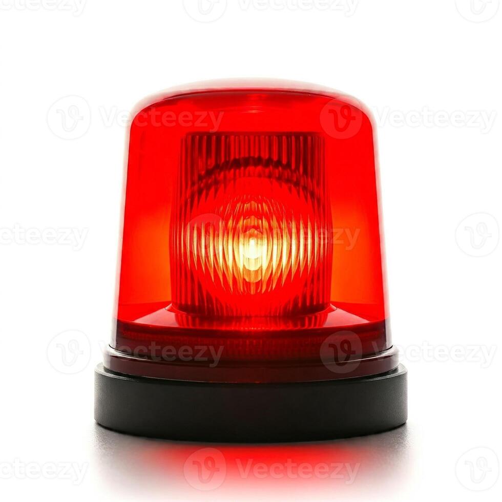 A red emergency light on a white background photo