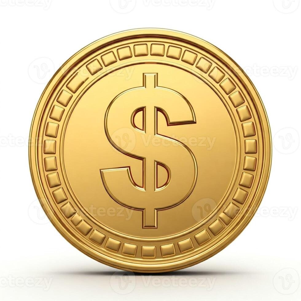 Gold dollar coin isolated on white background photo