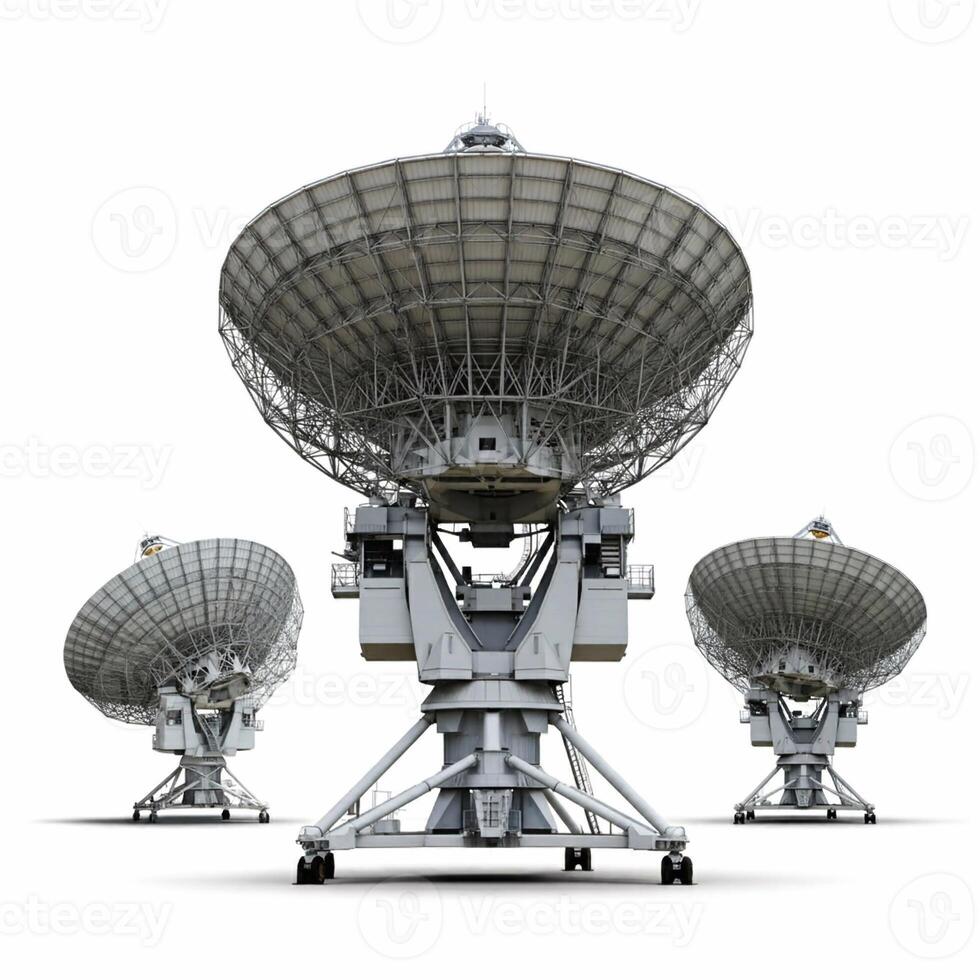 Three satellite dishes on a white background photo