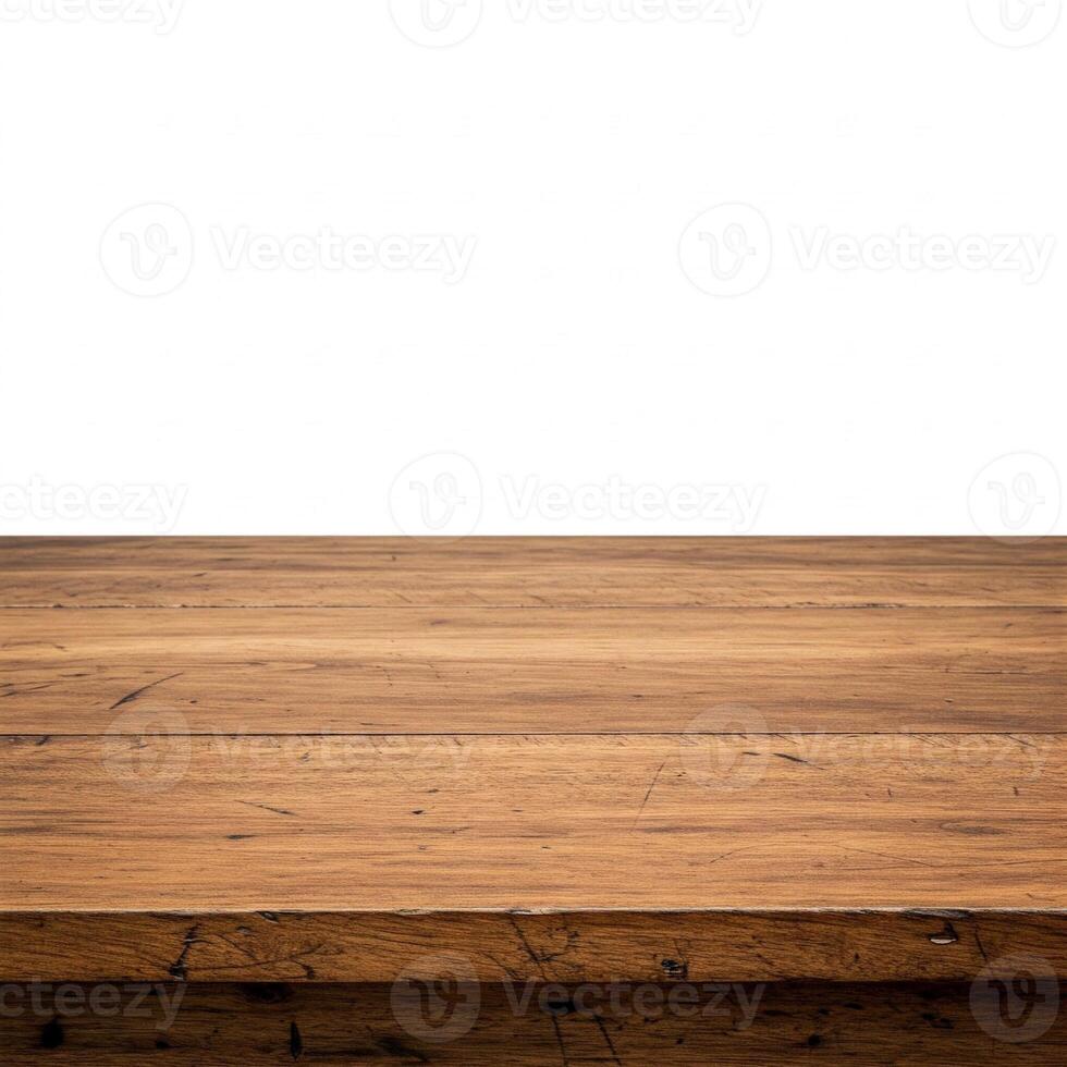 countertop, wooden table top on white background photo