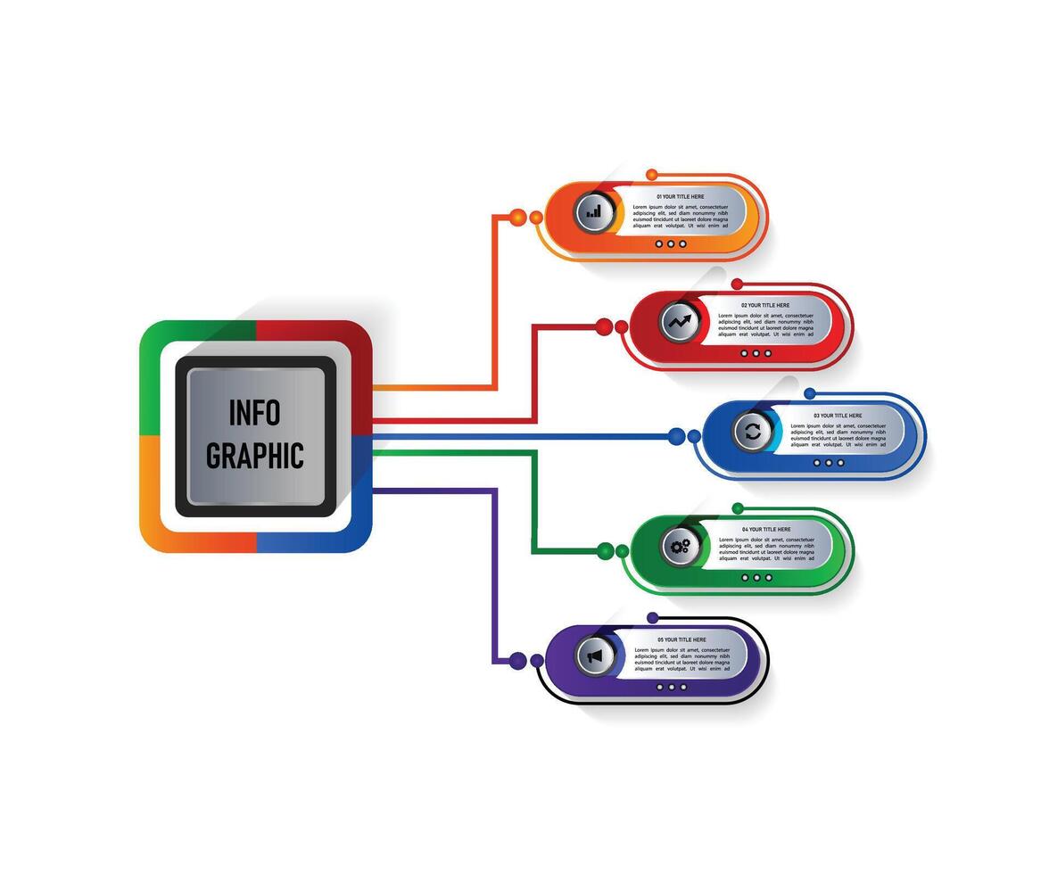 Business infographics with 5 steps and icons. Can be used for info graphics, flow charts, presentations. vector