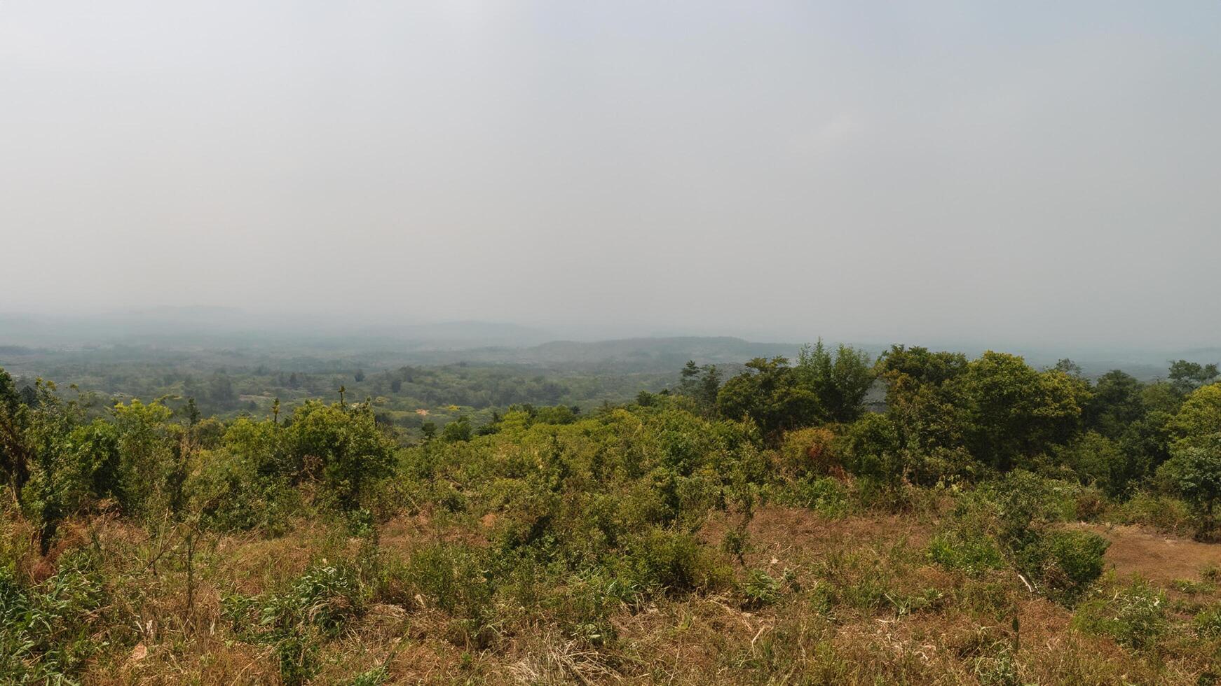 Hazy Hilltop View Rural Landscape Panorama photo
