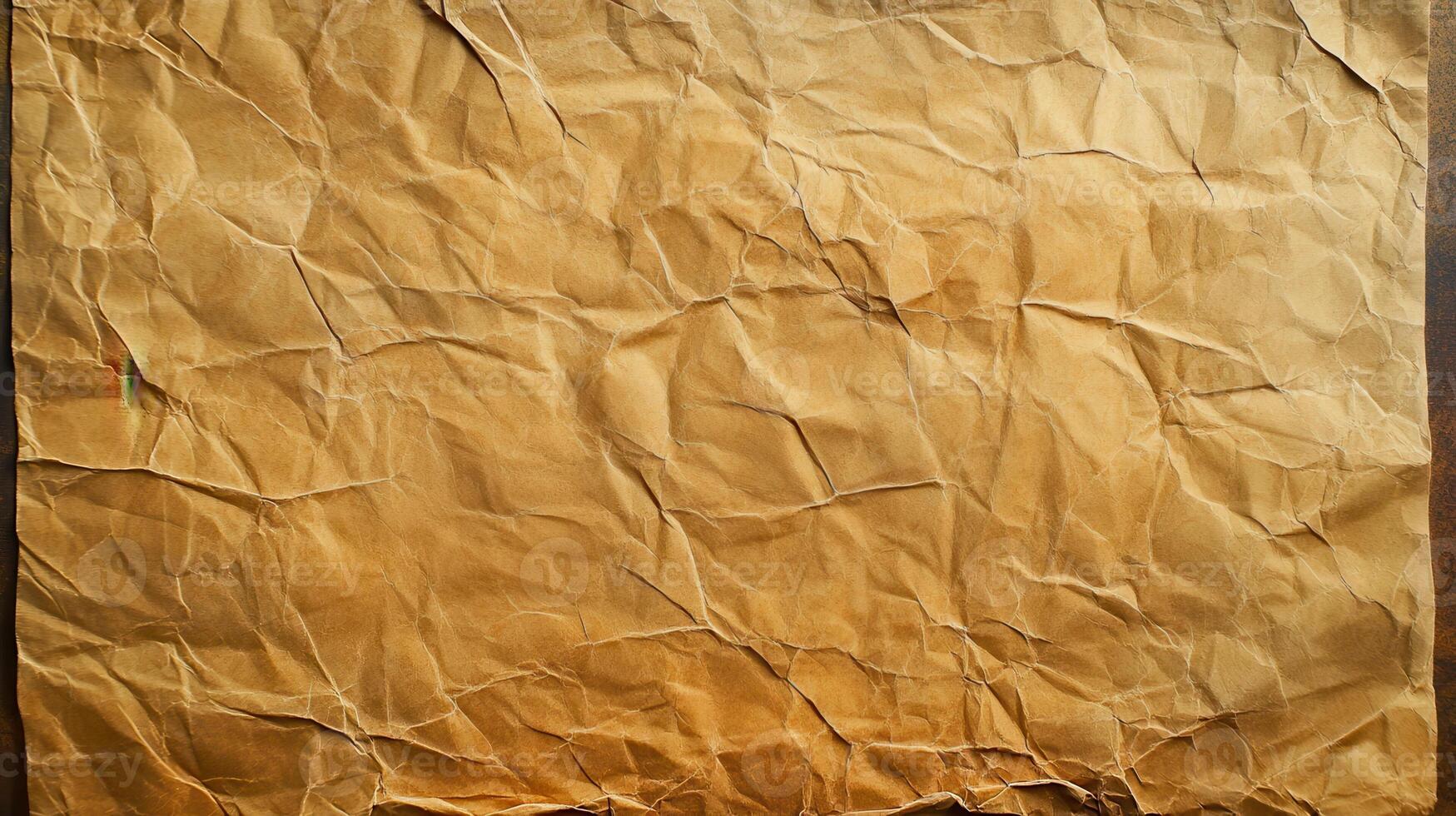 Crumpled paper on a wooden table photo