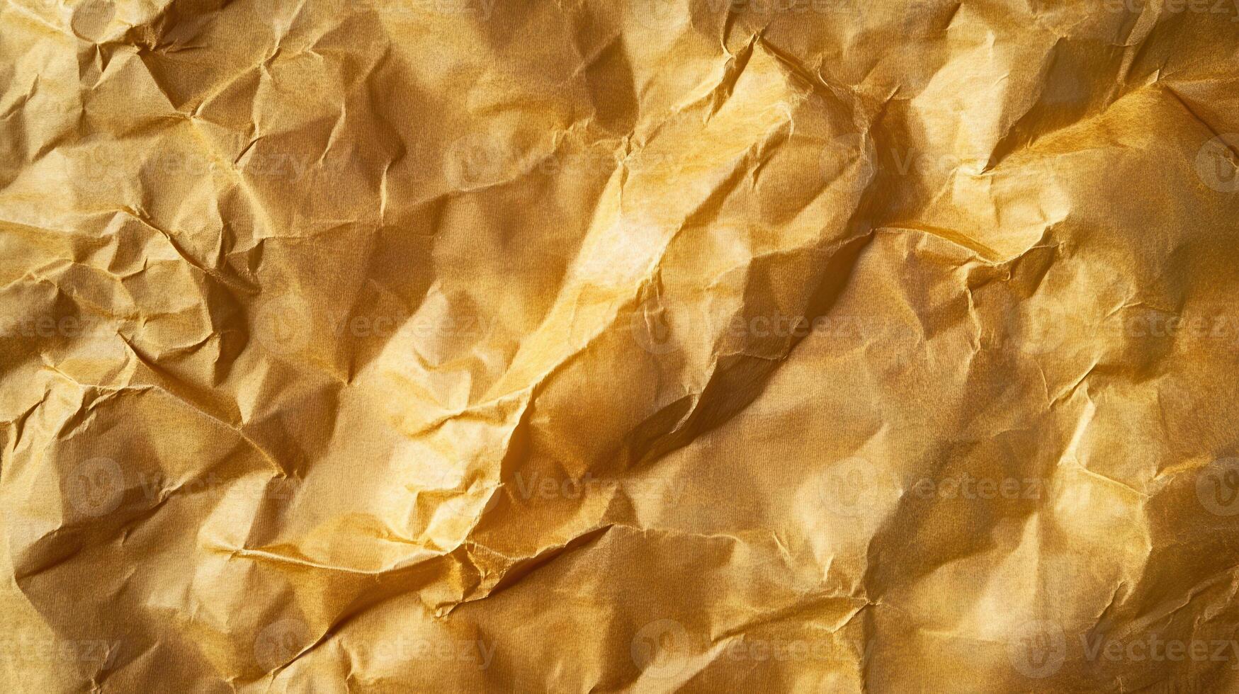 Crumpled brown paper texture, sunlight, background design photo