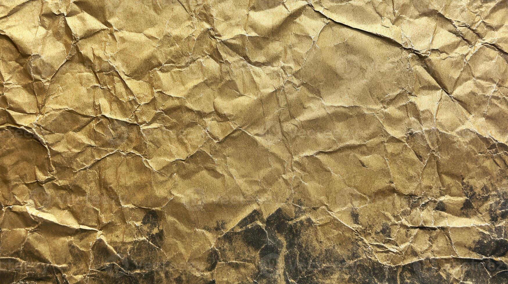 Crumpled brown paper texture, grunge background, design element photo