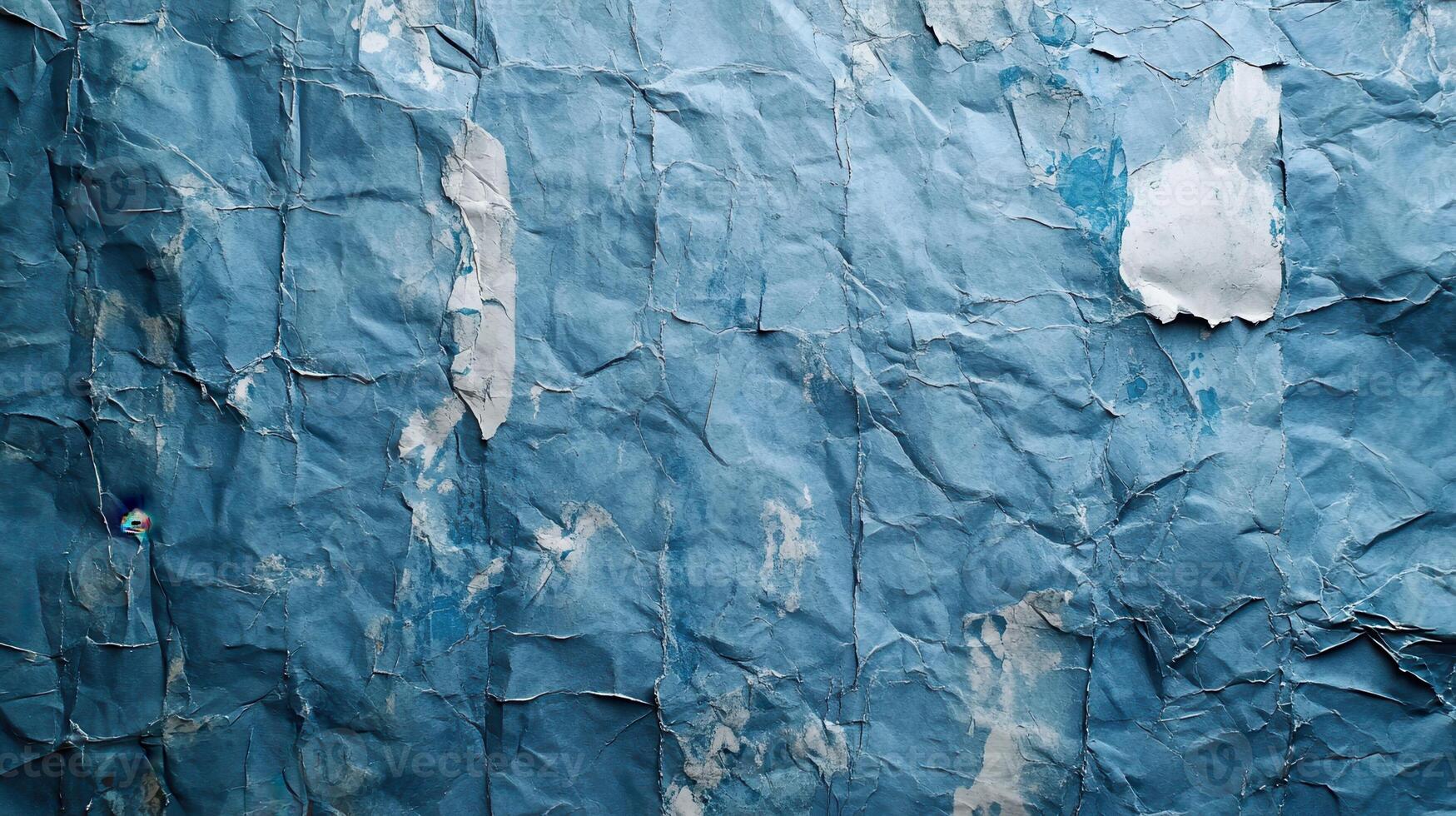 Crumpled blue paper texture, wall background, design element photo