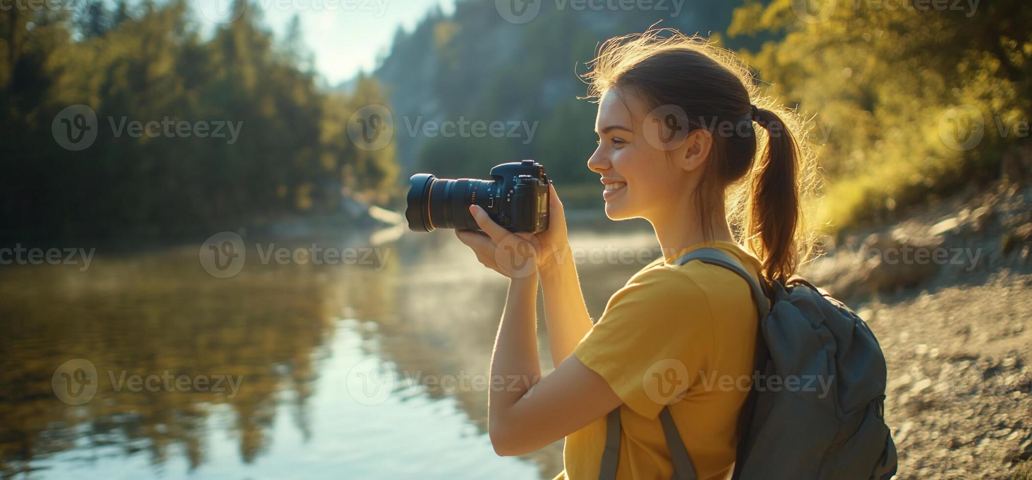 Woman Photos Nature Lake