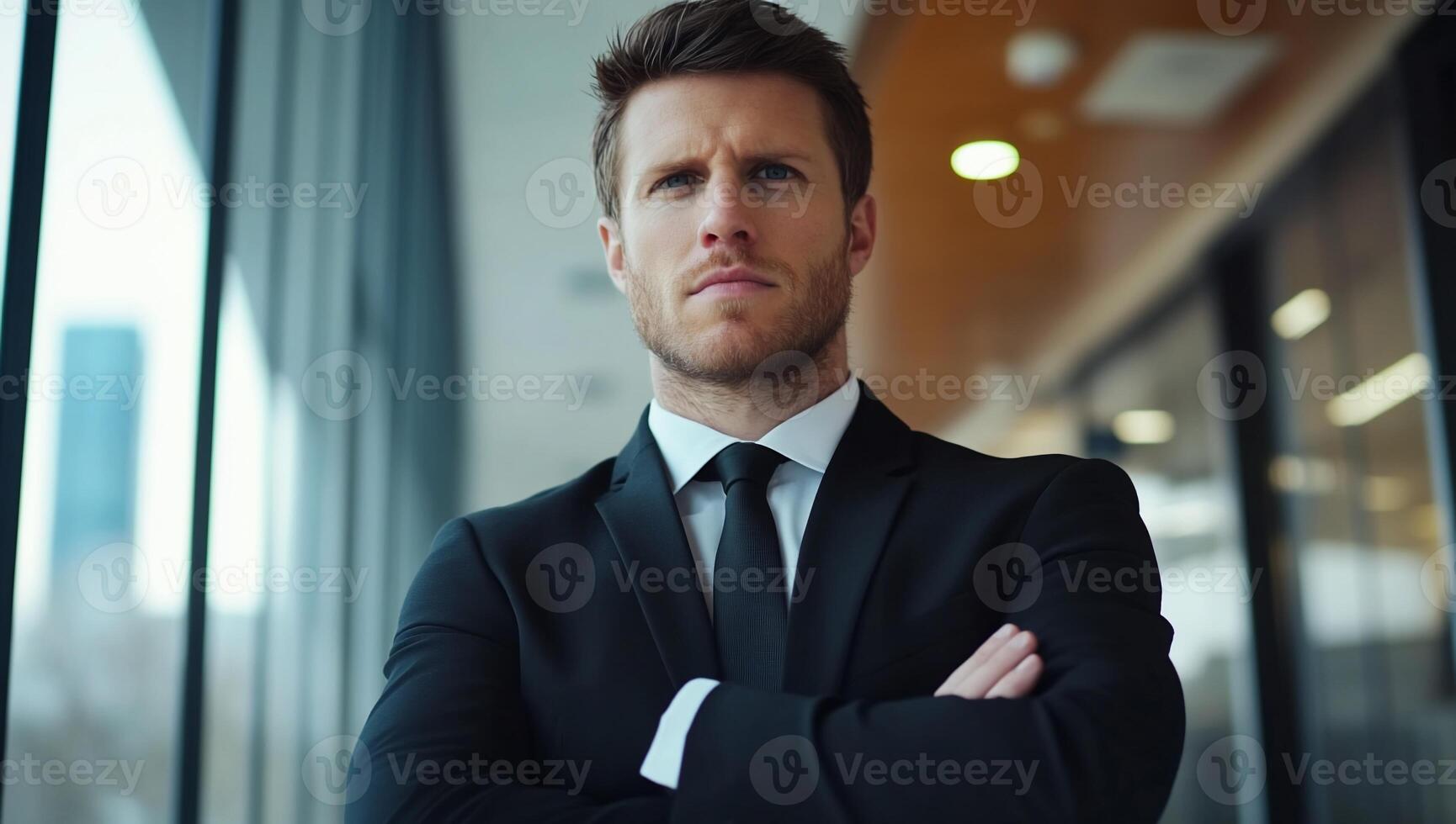 Businessman Focused in Modern Office photo